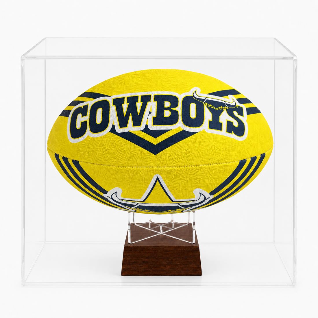 A yellow football urn with &